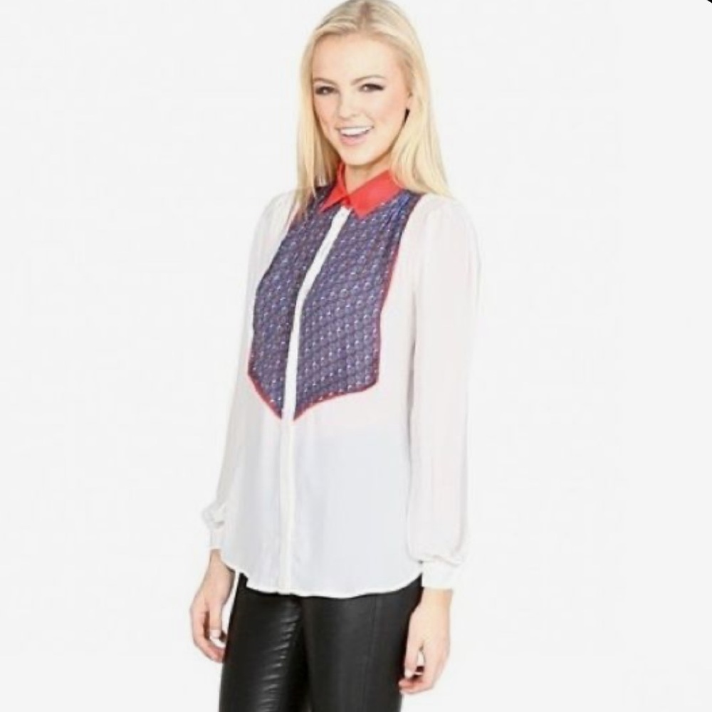 Alessandro Miele Italy Printed Sheer Button Down